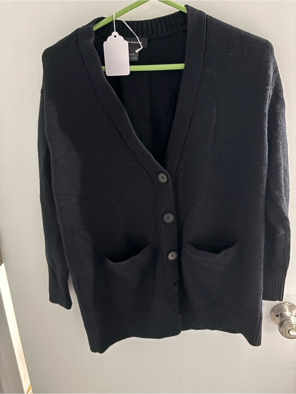 Club Monaco Black V-Neck Button Front Cardigan